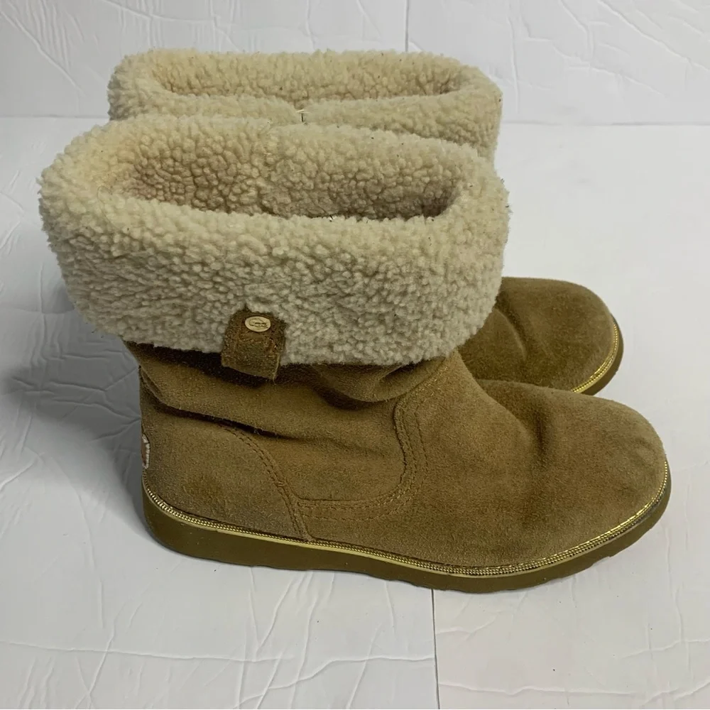 Ugg Australia Boots Youth Size 4 Callie Chestnut Suede Sheepskin 1005123K